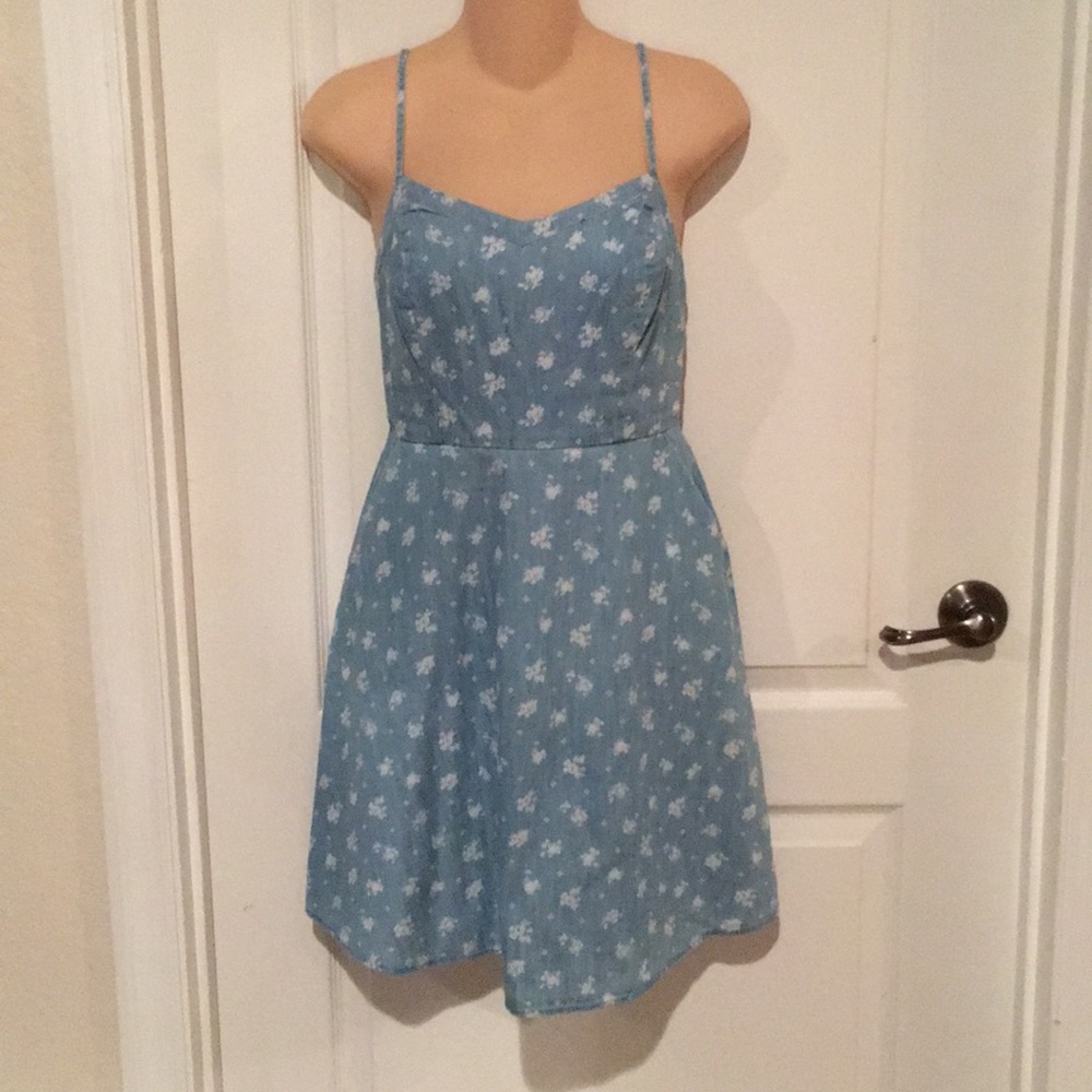 EUC So Denim Floral Mini Dress - Picture 1 of 7